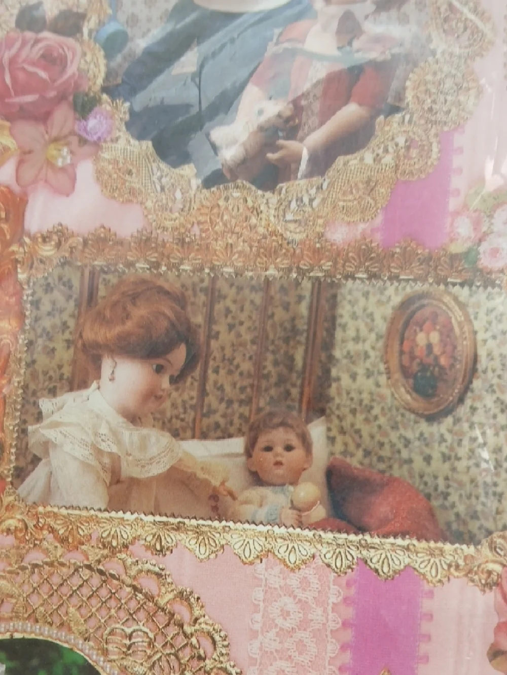 Vintage Dollhouse Pink and Gold Victorian Gift Wrap Sheets, Cards, Envelopes